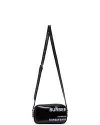 schwarze und weiße bedruckte Segeltuch Umhängetasche von Burberry