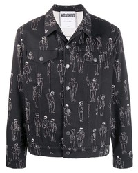 schwarze und weiße bedruckte Shirtjacke von Moschino