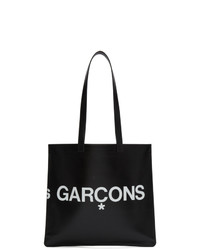 schwarze und weiße bedruckte Shopper Tasche aus Leder von Comme des Garcons Wallets