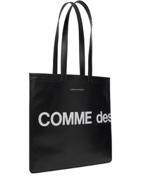 schwarze und weiße bedruckte Shopper Tasche aus Leder von Comme des Garcons Wallets