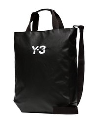 schwarze und weiße bedruckte Shopper Tasche aus Leder von Y-3