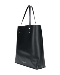 schwarze und weiße bedruckte Shopper Tasche aus Leder von Valentino
