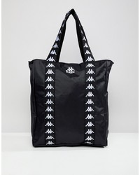 schwarze und weiße bedruckte Shopper Tasche aus Leder von Kappa
