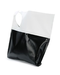 schwarze und weiße bedruckte Shopper Tasche aus Leder von Joshua Sanders