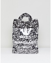 schwarze und weiße bedruckte Shopper Tasche aus Leder von Mads Norgaard
