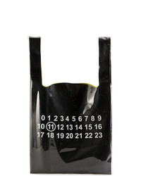 schwarze und weiße bedruckte Shopper Tasche aus Leder von Maison Margiela