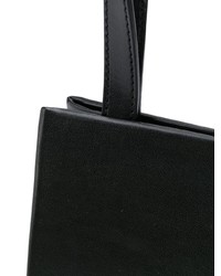 schwarze und weiße bedruckte Shopper Tasche aus Leder von MSGM