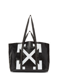 schwarze und weiße bedruckte Shopper Tasche aus Leder von Off-White