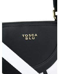 schwarze und weiße bedruckte Shopper Tasche aus Leder von Tosca Blu