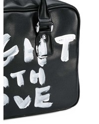 schwarze und weiße bedruckte Shopper Tasche aus Leder von Comme Des Garçons Girl