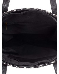 schwarze und weiße bedruckte Shopper Tasche aus Leder von Roxy