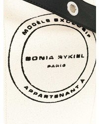 schwarze und weiße bedruckte Shopper Tasche aus Leder von Sonia Rykiel