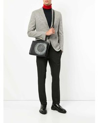 schwarze und weiße bedruckte Shopper Tasche aus Leder von Fendi