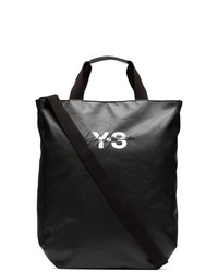 schwarze und weiße bedruckte Shopper Tasche aus Leder von Y-3