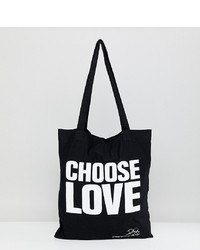 schwarze und weiße bedruckte Shopper Tasche aus Segeltuch von ASOS DESIGN