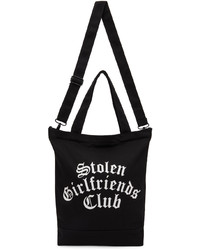 schwarze und weiße bedruckte Shopper Tasche aus Segeltuch von Stolen Girlfriends Club