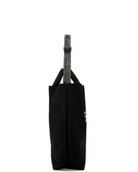 schwarze und weiße bedruckte Shopper Tasche aus Segeltuch von Off-White