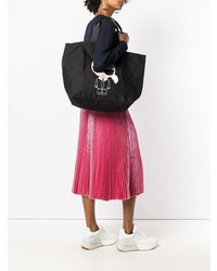 schwarze und weiße bedruckte Shopper Tasche aus Segeltuch von Karl Lagerfeld