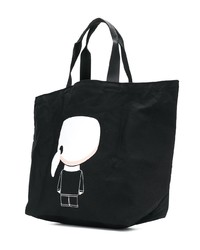 schwarze und weiße bedruckte Shopper Tasche aus Segeltuch von Karl Lagerfeld