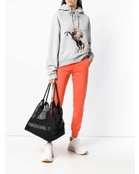 schwarze und weiße bedruckte Shopper Tasche aus Segeltuch von Dsquared2