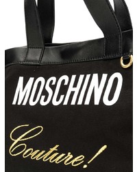 schwarze und weiße bedruckte Shopper Tasche aus Segeltuch von Moschino