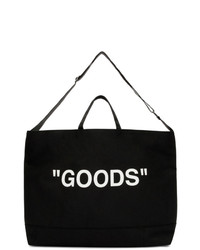 schwarze und weiße bedruckte Shopper Tasche aus Segeltuch von Off-White