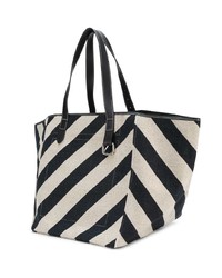 schwarze und weiße bedruckte Shopper Tasche aus Segeltuch von JW Anderson