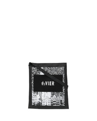 schwarze und weiße bedruckte Shopper Tasche aus Segeltuch von Th X Vier Antwerp
