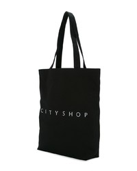 schwarze und weiße bedruckte Shopper Tasche aus Segeltuch von CITYSHOP