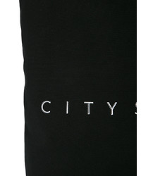 schwarze und weiße bedruckte Shopper Tasche aus Segeltuch von CITYSHOP