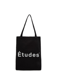 schwarze und weiße bedruckte Shopper Tasche aus Segeltuch von Études