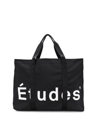 schwarze und weiße bedruckte Shopper Tasche aus Segeltuch von Études