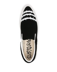 schwarze und weiße bedruckte Slip-On Sneakers aus Segeltuch von Undercoverism
