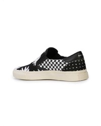 schwarze und weiße bedruckte Slip-On Sneakers aus Segeltuch von Amiri