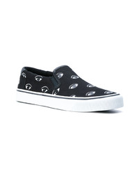 schwarze und weiße bedruckte Slip-On Sneakers von Kenzo