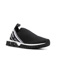 schwarze und weiße bedruckte Slip-On Sneakers von Dolce & Gabbana