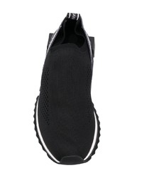 schwarze und weiße bedruckte Slip-On Sneakers von Dolce & Gabbana