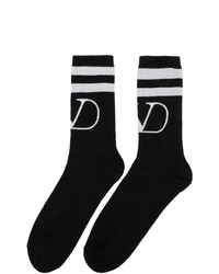schwarze und weiße bedruckte Socken von Valentino