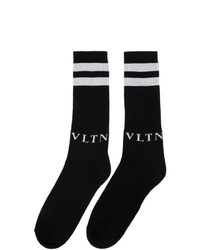 schwarze und weiße bedruckte Socken von Valentino