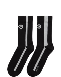 schwarze und weiße bedruckte Socken von Y-3