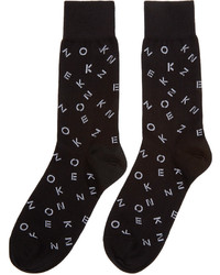 schwarze und weiße bedruckte Socken von Kenzo