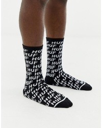 schwarze und weiße bedruckte Socken von HUF