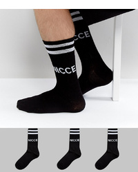 schwarze und weiße bedruckte Socken von Nicce London