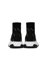 schwarze und weiße bedruckte Sportschuhe von Balenciaga