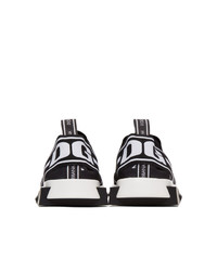 schwarze und weiße bedruckte Sportschuhe von Dolce and Gabbana