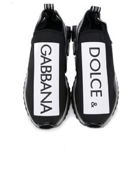 schwarze und weiße bedruckte Sportschuhe von Dolce & Gabbana