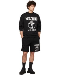 schwarze und weiße bedruckte Sportshorts von Moschino