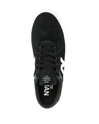 schwarze und weiße bedruckte Wildleder niedrige Sneakers von Comme des Garcons