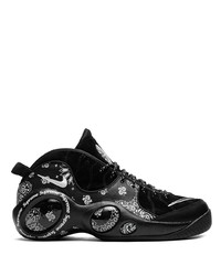schwarze und weiße bedruckte Wildleder niedrige Sneakers von Nike
