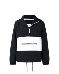 schwarze und weiße bedruckte Windjacke von Calvin Klein Jeans